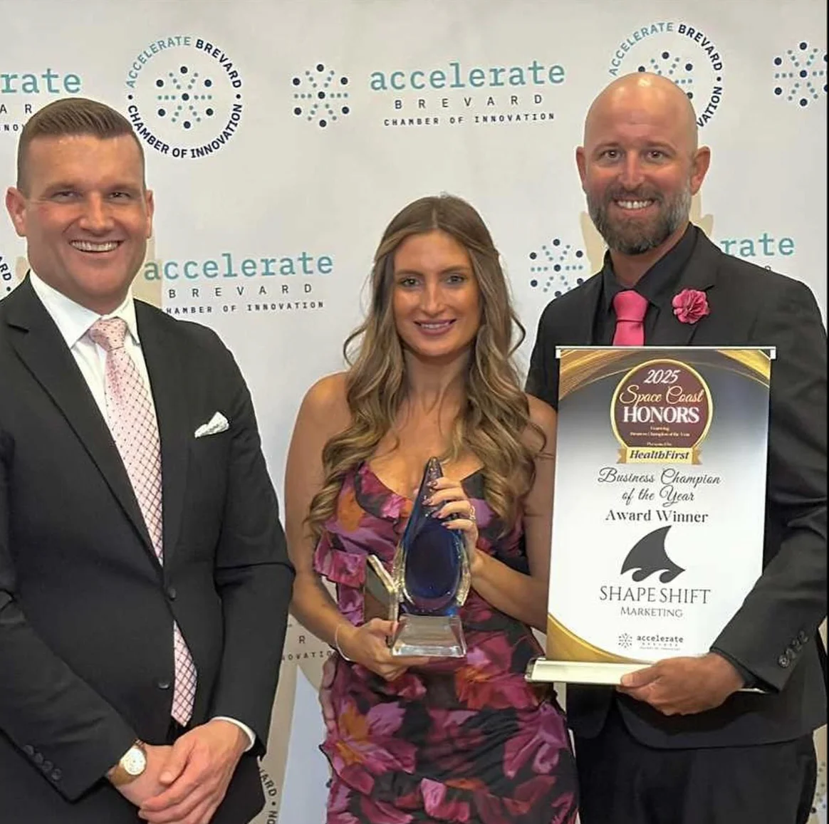 Shape Shift Marketing receiving a 2025 Space Coast Honors award
